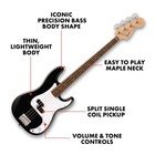 Electric Bass Guitar Fender Squier Debut Precision Kit Amp Black Series Beginner