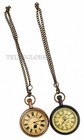 Vintage Pocket Watch Set 2pcs Antique Style Quartz Chain Steampunk Mens Gift