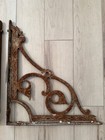 Large Vintage Iron Victorian Eastlake Shelf Brackets 15    X 17   