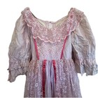Pink Princess Gown Costume Lace Renaissance Fairytale Queen Medieval Dress Xs