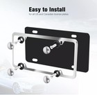 2   Chrome Stainless Steel Metal License Plate Frame Tag Cover With Screw Caps