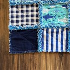 Baby Boy Nautical shark Rag Quilt blues flannel soft warm easy Care