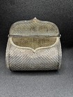 Antique 800 Silver Woven Basketweave Clutch Purse Ornate Continental Evening Bag