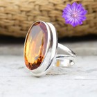 Yellow Citrine Gemstone 925 Sterling Silver Ring Handmade Jewelry Ring For Gift