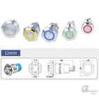 12mm Led On Off Waterproof Stainless Steel Latching Push Button Ring Switch