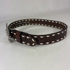 Nocona Laced Brown Recycled Leather To Genuine Leather Belt - Size 22
