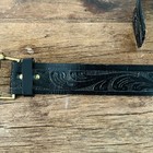 Vtg Western Rare Rifle Buckle Black Belt Sz 36 Cowhide Leather