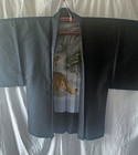 Vintage Japanese Silk Haori Jacket Kimono Cardigan With Dragon And Tiger Design