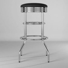 Retro Chrome 30 In  Swivel Bar Stool Black Cushions Round Padded Seat Set Of 2