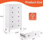 5 Drawers Dresser For Bedroom  White Chest Of Drawers Tall Wood Dresser With Lar