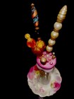 Antique Hand Painted Pink Roses Nippon Hat Pin Holder And 10 Pins Excellent 5 25