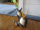 Brown   White Resin Donkey W yellow Butterfly Perched On His Hoof Mint