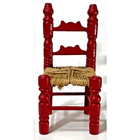 Vintage Dollhouse Ladderback Chair   Red Jute Seat Miniature Furniture   Taiwan