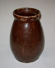 Old Antique Vtg 19th C 1800s Ovoid Redware Pottery Jar Combed Body Flared Mouth