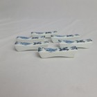 Set Of 6 Vintage Porcelain Chopstick Rests Holders Asian Blue Printed Dining