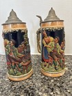 Vintage German Beer Stein Mug    froh Beim Bier Das Lieben Wir    Set Of 2