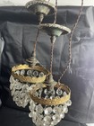 A Pair Of Antique French Crystal And Brass Chandelier 