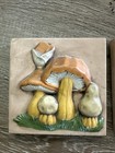 Vintage 1970 s Ceramic Mushroom 3d Hanging Wall Chalkware Art Hand Painted Boho