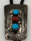 Vintage Southwestern Turquoise Coral Bolo Tie