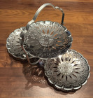 Vintage Mid Century Modern Chrome Folding 3 Tier Tidbit Serving Tray Decor