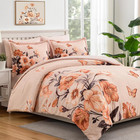 King Size Floral Comforter Set 7 Piece Orange Bed In A Bag Microfiber Bedding