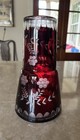 Vintage Bohemian Czech Bedside Water Carafe Set With Glass Ruby Cut To Clear