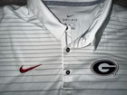 Georgia Bulldogs Shirt Polo Nike Dri-fit White Stripe Ncaa Golf Mens Size Xl
