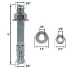5 8  X 5  Wedge Anchor Bolt Fastener For Concrete Cement - Zinc-plated  100 