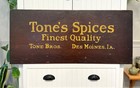 Antique   tones Spices   Large Wood Sign 32    X 14    Vtg Des Moines Salvage