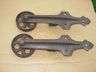 Antique Vintage Pair Of Cast Iron Kidder Barn Door Rollers