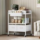 3-tier Rolling Kitchen Cart White Microwave Stand Storage Utility