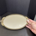 Vintage Matson Floral Oval Dresser Mirror Vanity Tray Regency Gold Filigree  891