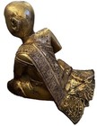 Antique Buddhist Monk Sariputta Burmese Hand Carved Gilt Large Wood Statue
