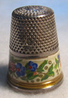 1218 Floral Enamel Sterling Silver German Thimble  size 5 