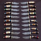 Lot Of 20 Damascus Steel Handmade 6   Skinner Hunting Stag Horn Knives W sheaths