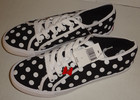 Disney Minnie Mouse Black   White Polka Dot Canvas Sneakers Size 7 W  Charms New