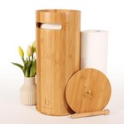 Toilet Paper Holder Storage Bathroom 3roll Tissue Boho Freesting Bamboo Wood