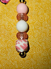 Gold Pink White Leopard Print Bling Keyring Keychain With Cowboy Boot Charm