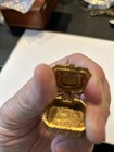 Vintage Goldtone Pillbox With Green Rhinestione