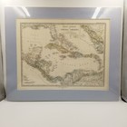 1876 West Indies Central America Map Perthes Original Hand-colored Matted