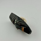 3      Mexican Folk Art Finger Ring Mask Black Diablo Painted Wood Mini 1970s Vtg