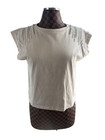 Calligraphie Pearl Embellished Crop T-shirt Top Knit Blouse Beige Medium Preppy