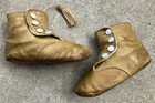 Victorian High Top Tan Baby Leather Shoes 4 Buttons Antique Childs Shoe Size 3