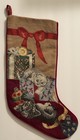 Vintage Stocking Cat And Toys Needlepoint Embroidered Red Christmas