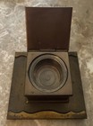 Antique Heavy Solid Lided Inkwell With Glass Insert Art Deco 1900   s