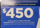 5 3 Fifth Third Bank  450 Bonus Coupon With New Checking Account Exp  03 31 26