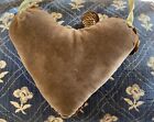 Antique Velvet Heart Pin Cushion With Pins Included  Hanging Ribbon