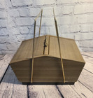 Vtg Mcm Consew-lette Folding Wire Legs Handles Wooden Sewing Basket Box Case