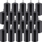 Set Of 20   2-inch Wide X 4-inch Tall Black Pillar Candles - Elegant D  cor For H