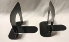 Pair Of Black Metal Bookends Non-skid Base 5  Tall Book Ends B2